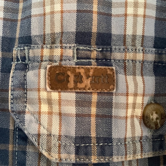 Carhartt Blue Plaid Button Down Long Sleeve Shirt XXL Excellent Used Condition - Picture 4 of 11